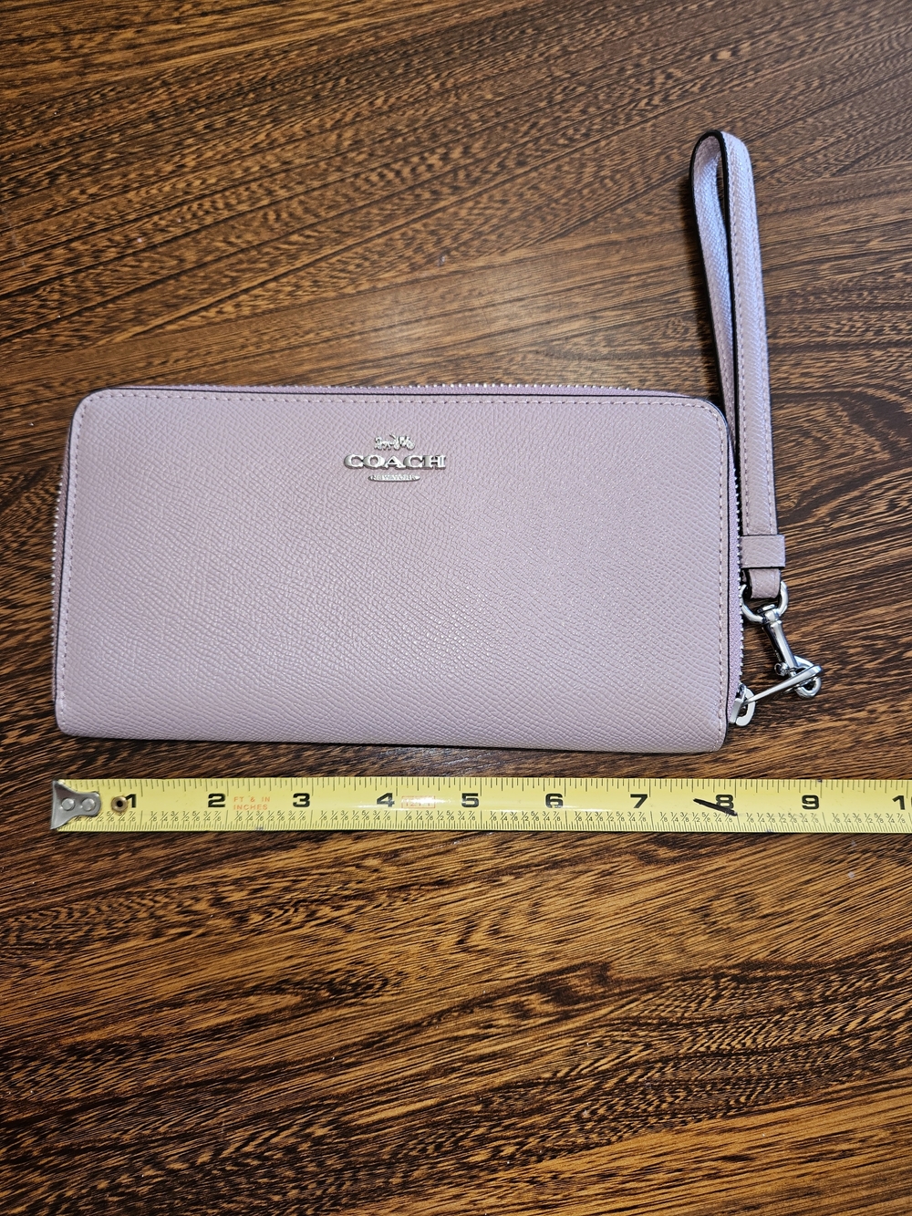 Coach Purple Wristlet Zip Wallet - Saffiano Leather